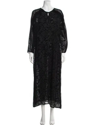 Pre-owned Valentino Floral Print Robe In Black