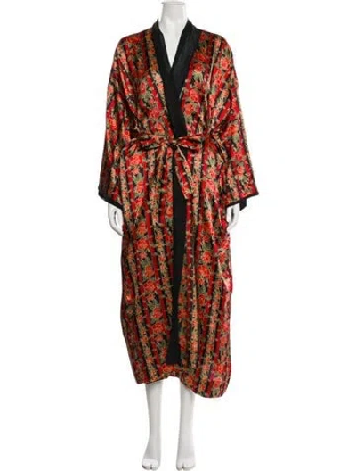 Pre-owned Valentino Floral Print Robe In Red