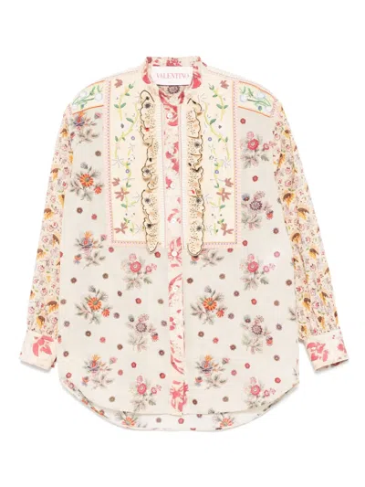 Valentino Floral-print Shirt In Neutrals