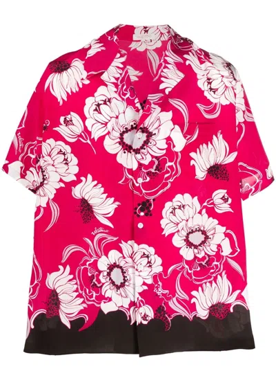 Valentino Floral-print Short-sleeved Shirt In Rosa
