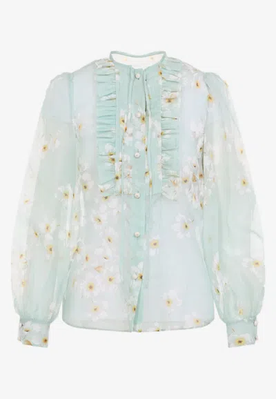 VALENTINO FLORAL PRINT SILK BLOUSE