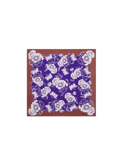 Valentino Floral-print Silk Scarf In Purple