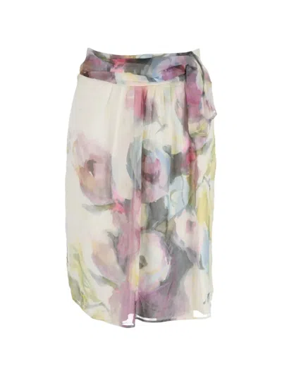 Pre-owned Valentino Floral-print Skirt In Neutral