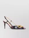 Valentino Floral Print Stiletto Heels With Gold Embellishment