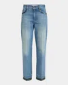 Valentino Straight-fit Denim Pants With Colorful Embellishments In Denim