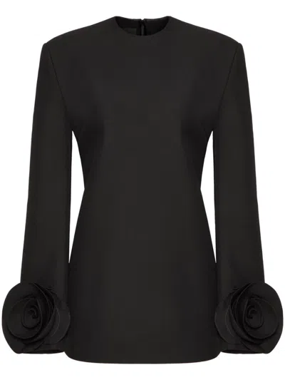 VALENTINO FLORAL RUFFLE-CUFF MINI DRESS