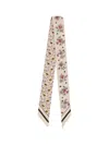 Valentino Garavani Thin Silk Scarf With Floral Pattern Women In Burro/marrone/burro/lilla
