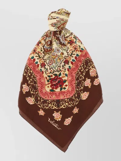 Valentino Floral Shawl Scarf Collection In Brown