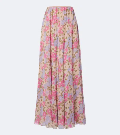 Valentino Floral Silk Crêpe De Chine Maxi Skirt In Multi