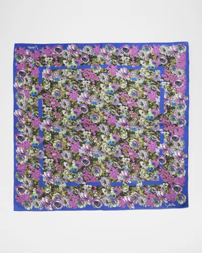 Valentino Floral Silk Foulard Scarf In Multi