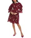Valentino Floral Silk Mini Dress In Red