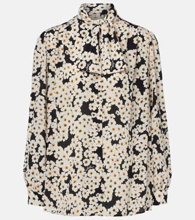 VALENTINO FLORAL SILK SATIN BLOUSE