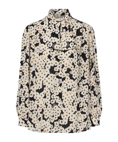 Valentino Apres Lhivier Floral Pleated Neck Shirt In Multi