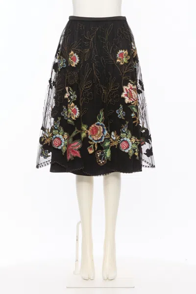 Valentino Floral Skirt In Black