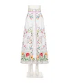 Valentino Pleated Embroidered Cotton, Linen And Silk-blend Midi Skirt In White