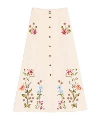 Valentino Floral Skirt In White