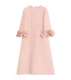 Valentino Womens Rose Mist Embellished Thee-quarter Sleeves Wool And Silk Midi Dress In Pink