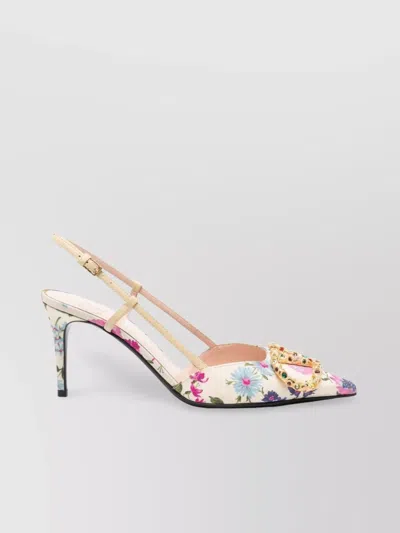 VALENTINO GARAVANI FLORAL STILETTO MID HEEL PUMPS