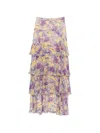 Valentino Floral Tiered Maxi Skirt In Purple