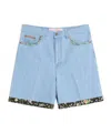 Valentino Tailored Shorts With Floral Trim And Pockets In Blue