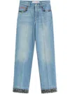 Valentino Straight-fit Denim Pants With Colorful Embellishments In Blue