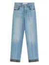 Valentino Straight-fit Denim Pants With Colorful Embellishments In Blue