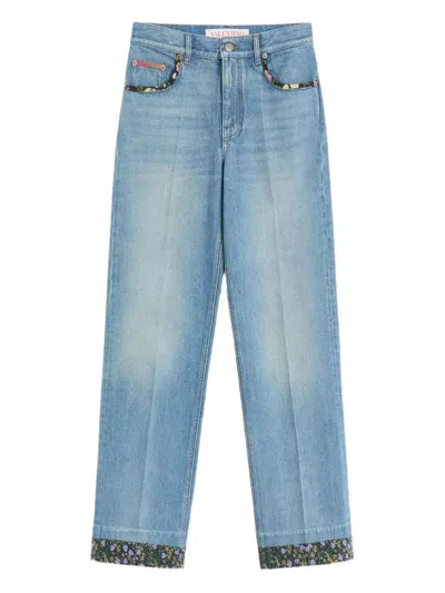 VALENTINO FLORAL-TRIM JEANS