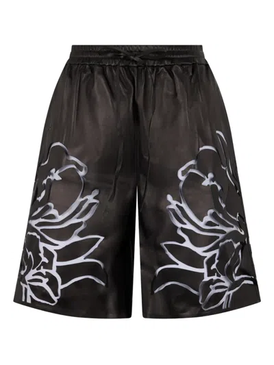 Valentino Floral Trousers In Black