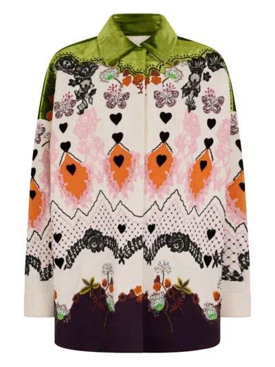Valentino Floral Velvet Shirt In Multi