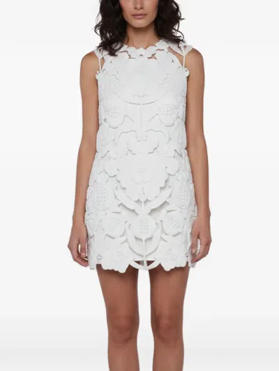 Pre-owned Valentino Floral-detail Mini Dress In White