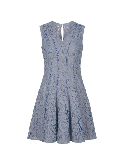 Valentino Floral-lace Sleeveless Mini Dress In Blue
