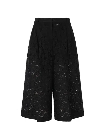 Valentino Floral-lace Wide-leg Trousers In Black