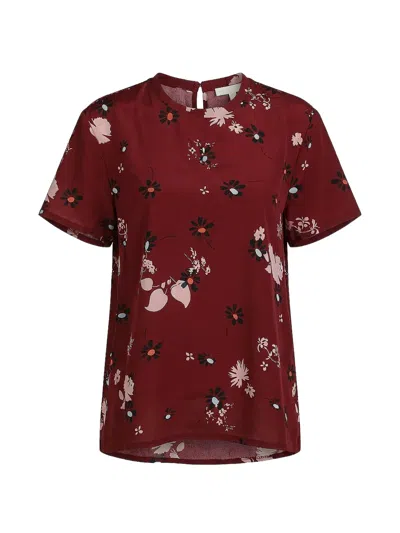 Valentino Floral-print Blouse In Red