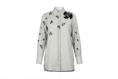 Valentino Floral-print Cotton Blouse In White