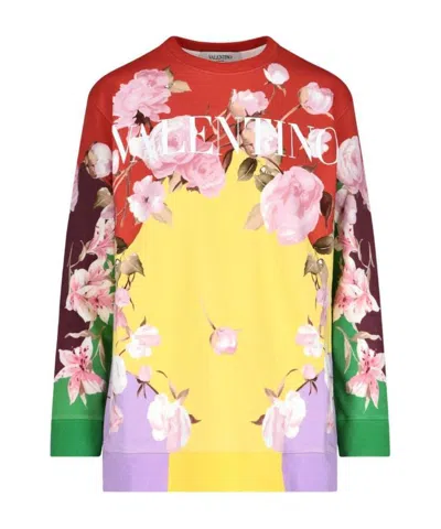 Valentino Floral-print Logo Sweatshirt In Multi