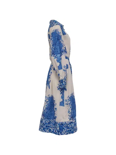 Pre-owned Valentino Floral-print Shirt Dress In Neutrals