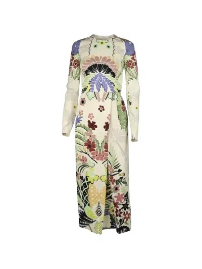 Valentino Floral-print Silk Dress In Multi