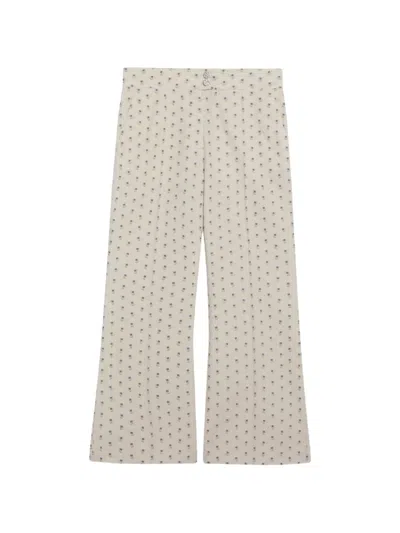 Valentino Floral Pattern Trousers Wide Leg Belt Loops In Multi