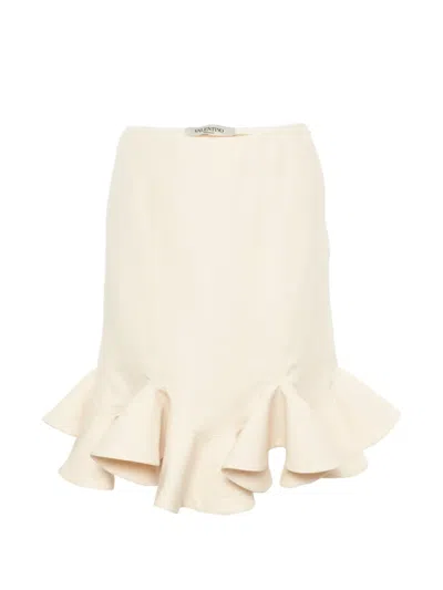 Pre-owned Valentino Flounce-hem Midi Skirt In Neutral