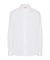 Valentino Long-sleeved Shirt In Cotton Poplin With Flower Patch In White