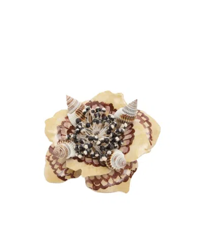 Valentino Garavani Flower Brooch In Gold