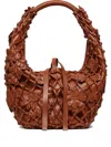 Valentino Flower-embellished Net Shoulder Bag In Brown