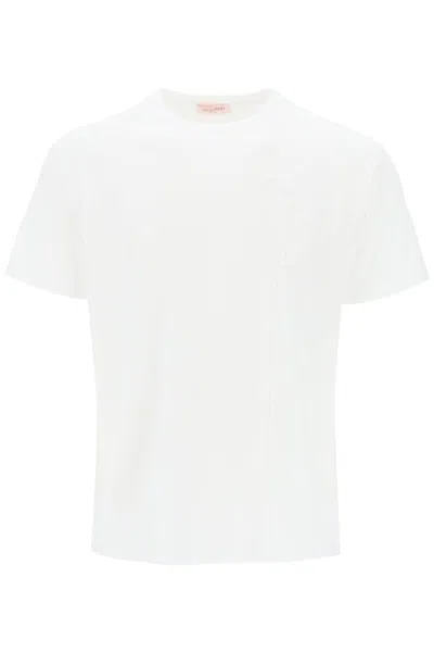 Valentino Flower Embroidered Short-sleeved T-shirt For Men In White