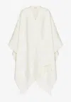 Valentino Garavani Blumenponcho Aus Wollgemisch Mit Lurexdetails Frau Elfenbein Uni In Ivory