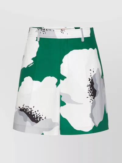 Valentino Garavani Printed Cotton Bermuda Shorts In Green