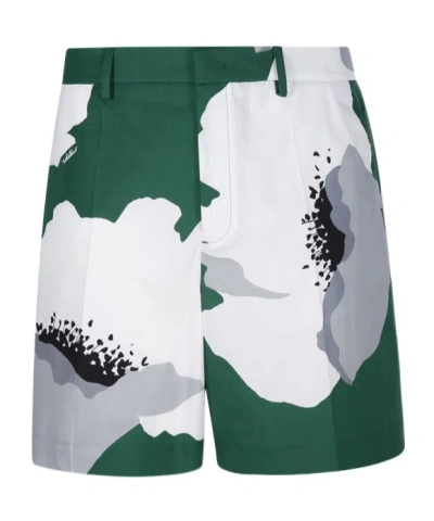VALENTINO VALENTINO FLOWER PORTRAIT-PRINT POPLIN BERMUDA SHORTS