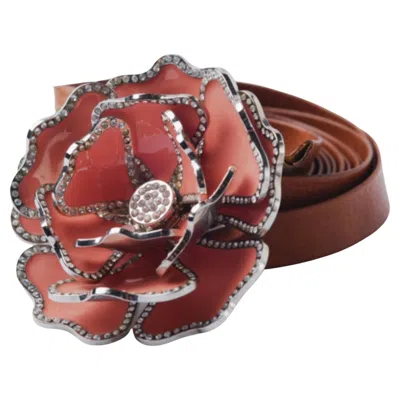Pre-owned Valentino Garavani Valentino Flower Tied Brown Leather Belt - '00s
