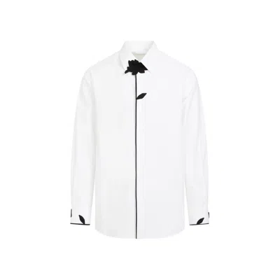 Valentino Flowers Detail Ls Shirt In White