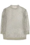 VALENTINO FLOWING MESH KNIT PULLOVER WITH SEQUIN DETAIL