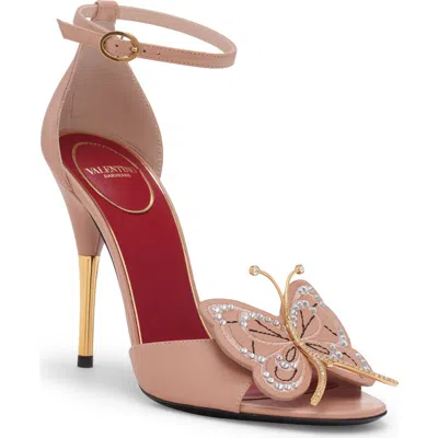 Valentino Garavani Valentino Flutterby Butterfly Sandal In Pale Rose